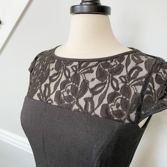 Anne Klein Gray Dress with Lace Detail - Picture 5 of 11